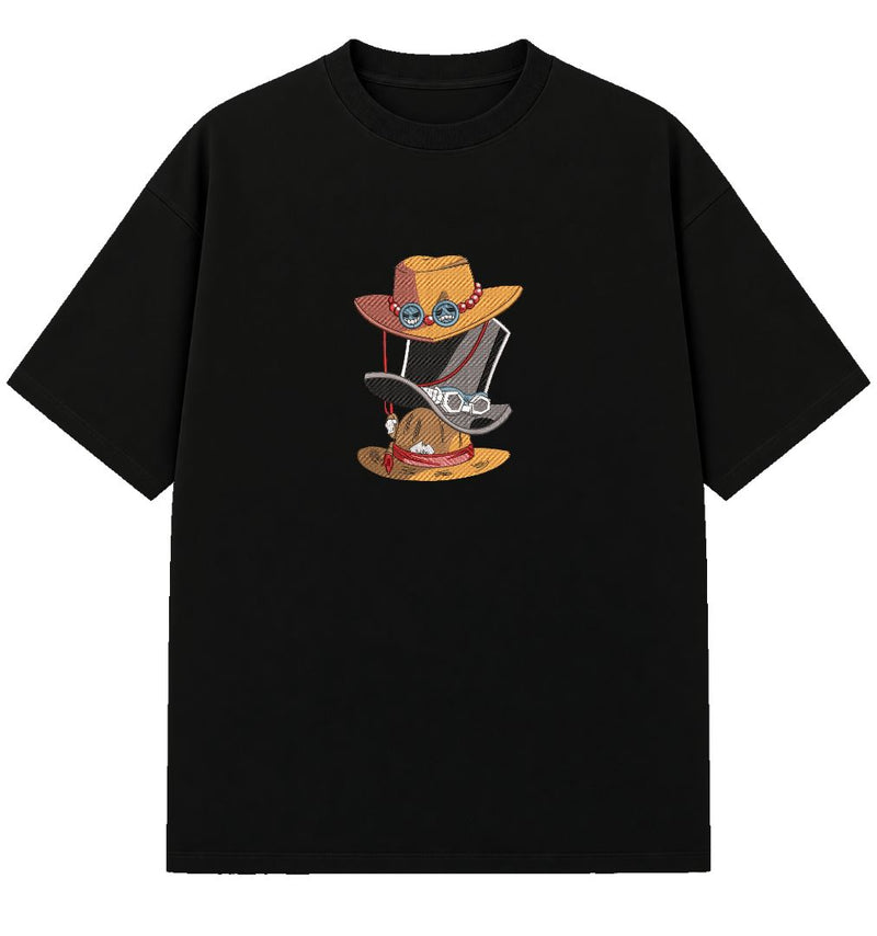 One Piece Hats - Embroidered Oversized T-Shirt