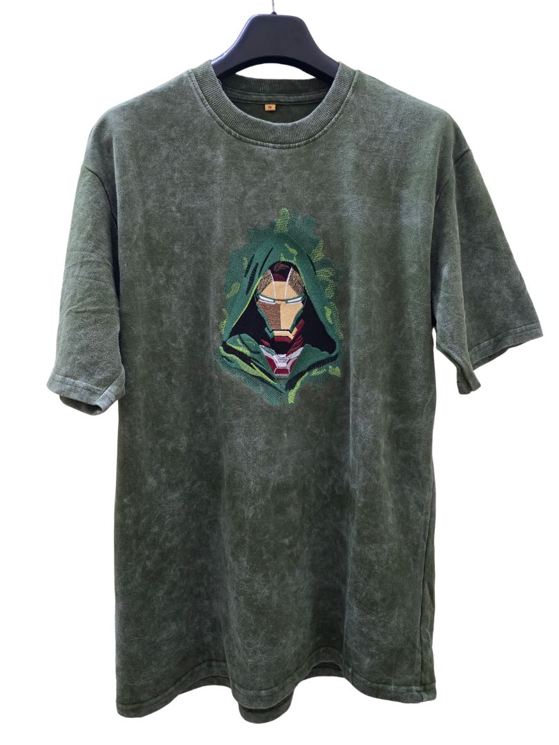 Doctor Doom – Embroidered Acid Wash Oversized T-Shirt