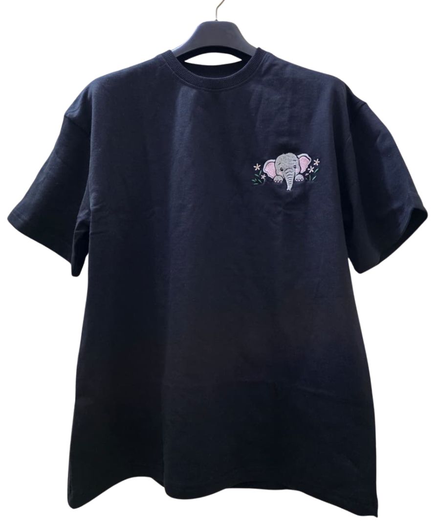 Elephant - Embroidered Oversized T-Shirt