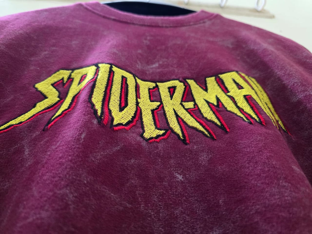 Spiderman – Embroidered Acid Wash Oversized T-Shirt