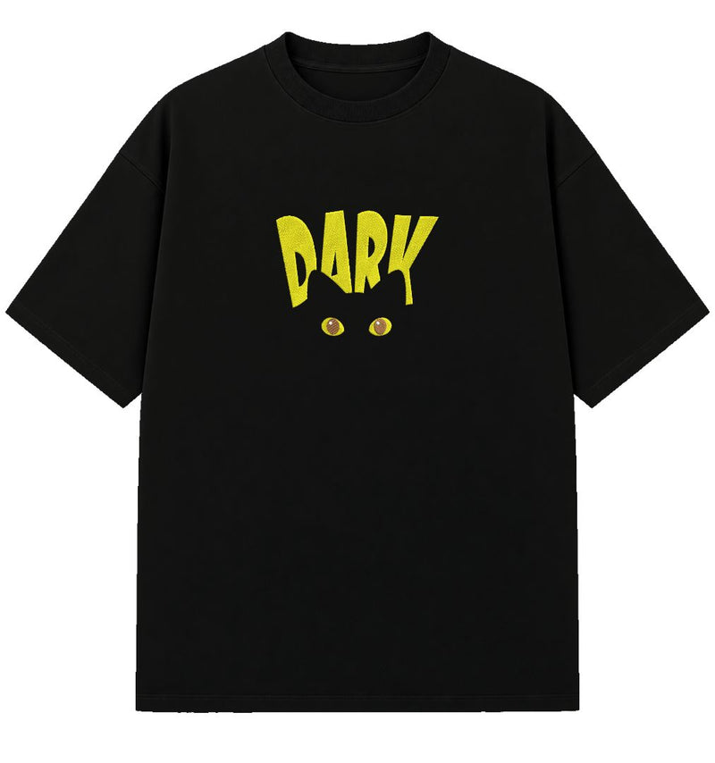 Dark Cat - Embroidered Oversized T-Shirt